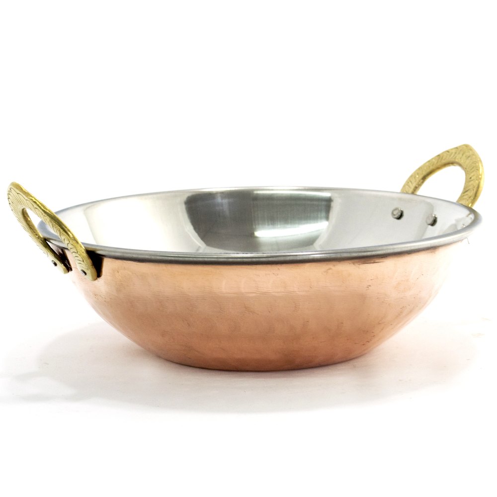 Golden Copper Kadhai, Size: Standard