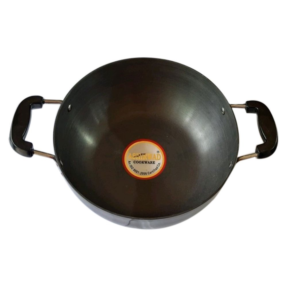 Oval Ashirwad Aluminium Hard Anodized Kadai, Capacity: 2 L, Size: 200 mm