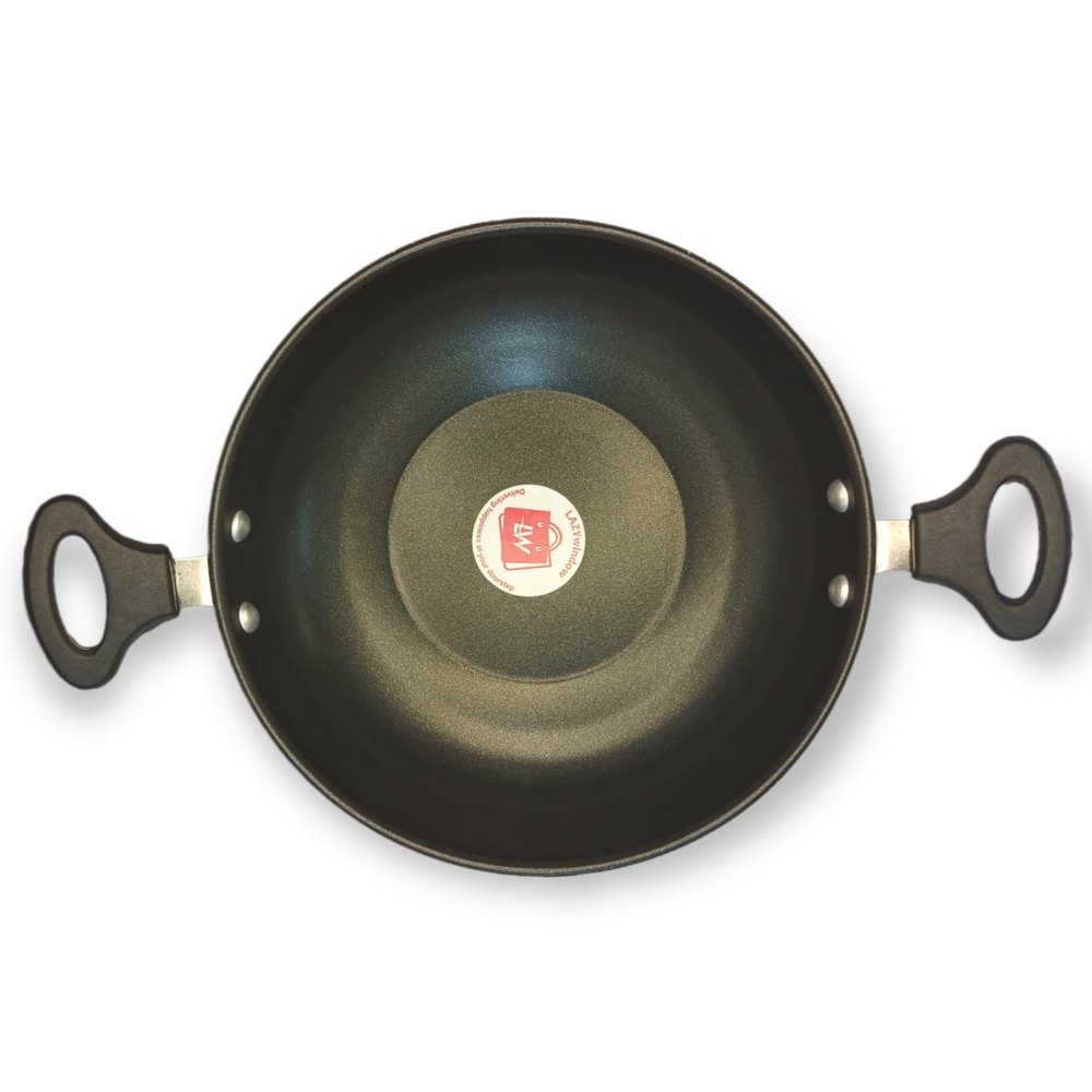 LAZYwindow Premium Quality Hard Anodised Nonstick Kadhai , 23 cm, 1.5L Black LW0078