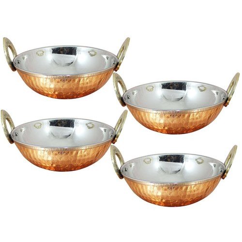 Round Copper Steel Kadai, Capacity: 1100 Ml