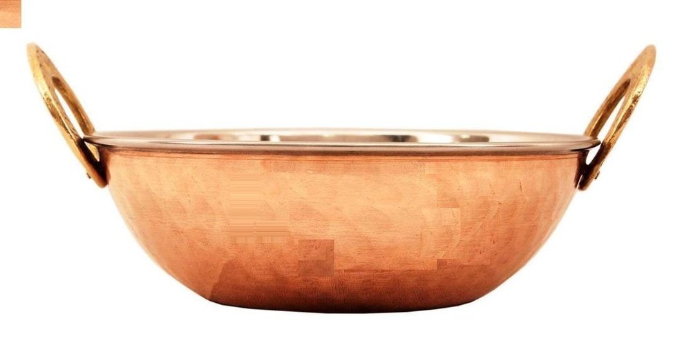 Round 1000ml Steel Copper Kadai, For Home