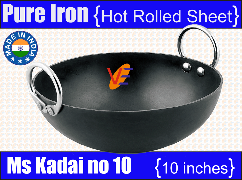 Veer Enterprises 1 Spl SS Handle MS Kadai, For Kitchen, Size: 7 To 14