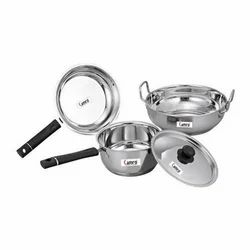 Stainless Steel Mirror Finish SS 3 Piece Encapsulated Bottom Gift Set, For Home