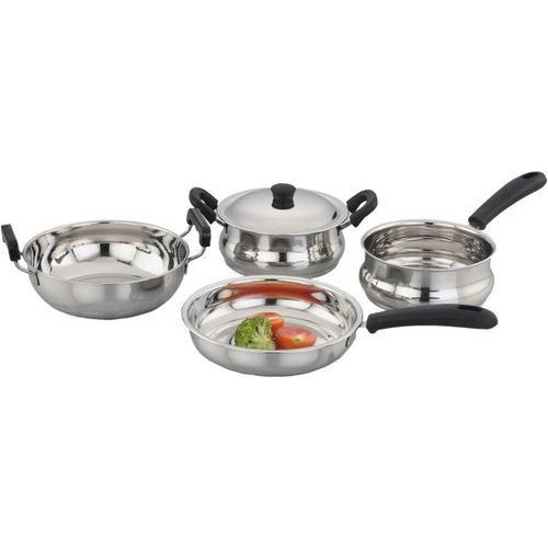 Polished Stainless Steel Induction Base Cookware Set, For Home