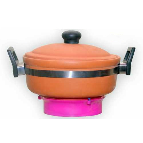 Brown Earthen Kadai With Hendal (1 Liter) for Cooking