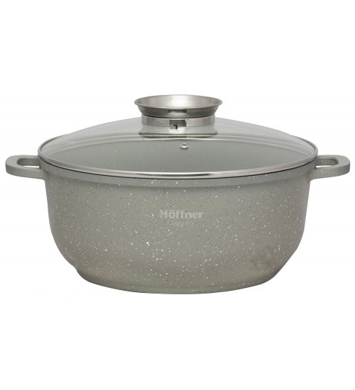 Hoffner Gray Die Cast Aluminium Round Pot, Size: 6.5 L