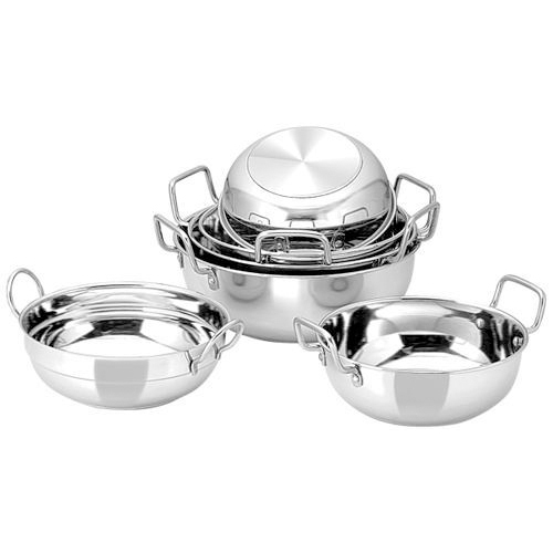 Ss Steel Kitchen Kadai Set, for Hotel/Restaurant