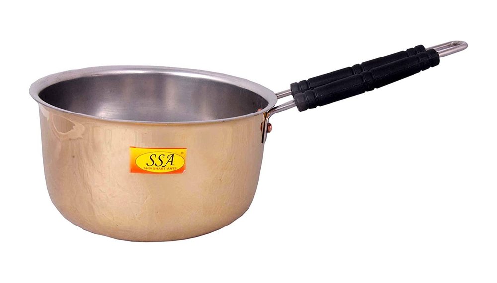 Yellow Brass Sauce Pan, Round, Capacity: 1800 ML