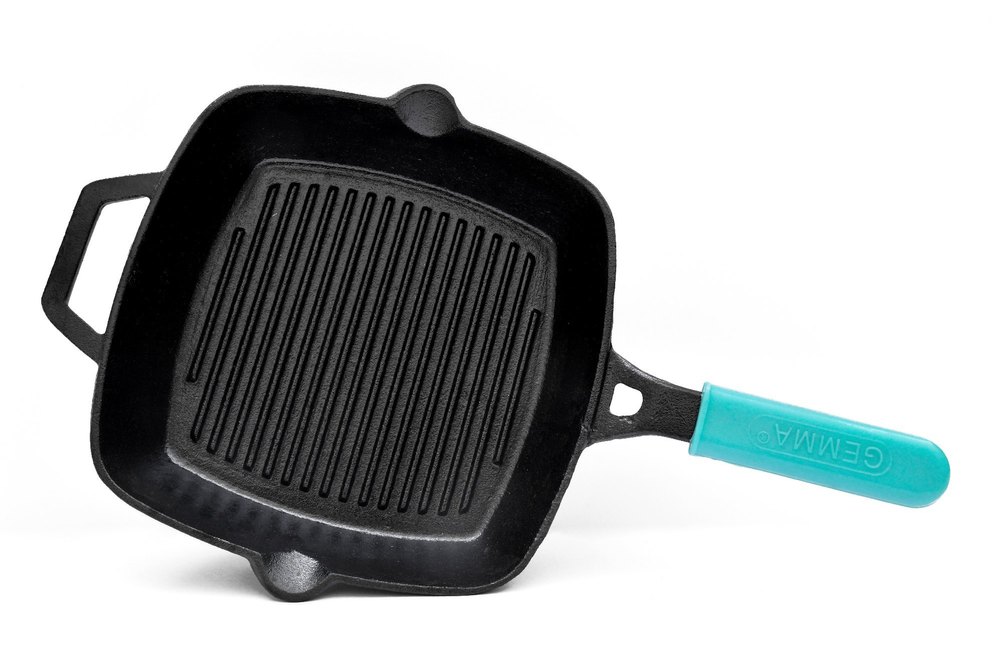 Black Gemma Cast Iron Grill Pan, For Kitchen