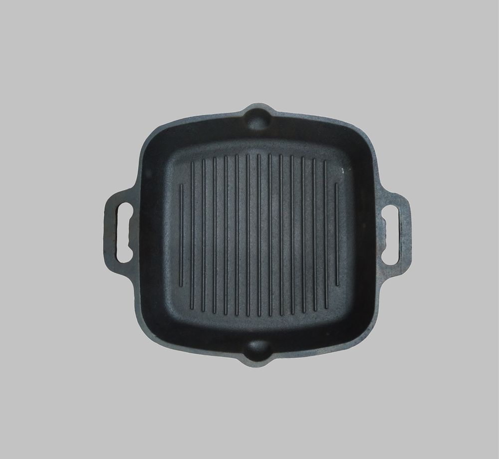Black Pre Seasoned Cast Iron Grill Pan
