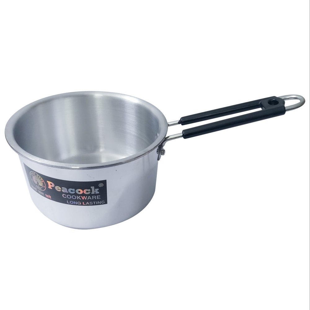 Peacock Cookware Stainless Steel Aluminium Wire Handle Sauce Pan, Round, Capacity: 650 Ml
