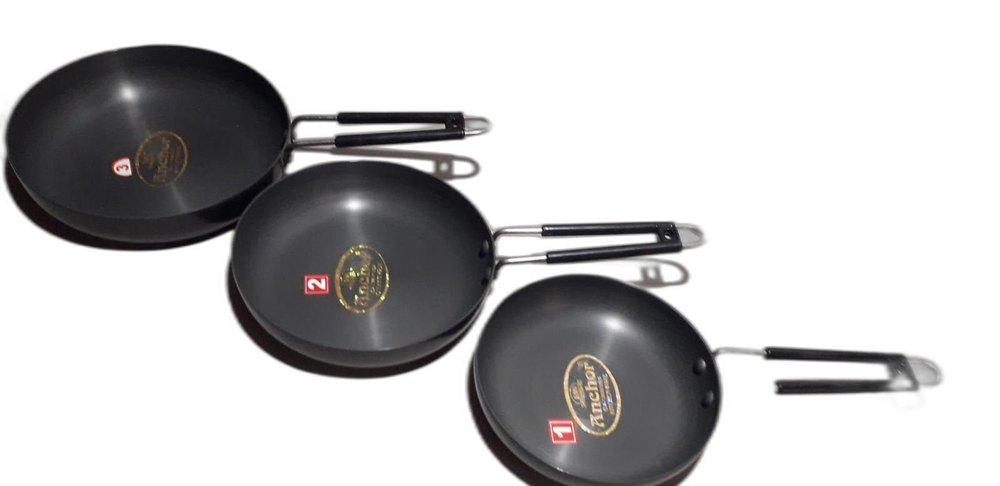 Sarvodya Aluminium Hard Anodised Frying Pan, For Home, Flat