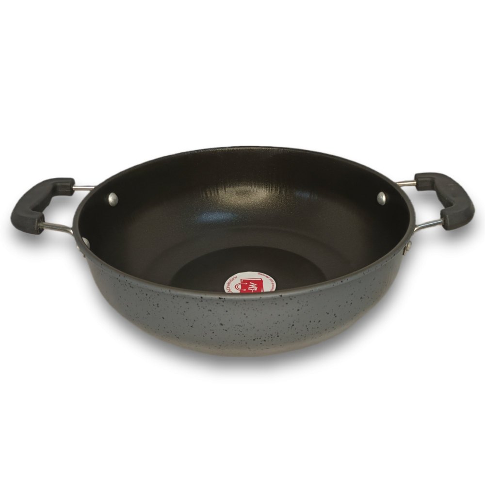 LAZYwindow Premium Quality Hard Anodised Nonstick Kadhai , 26 cm, 3L Black