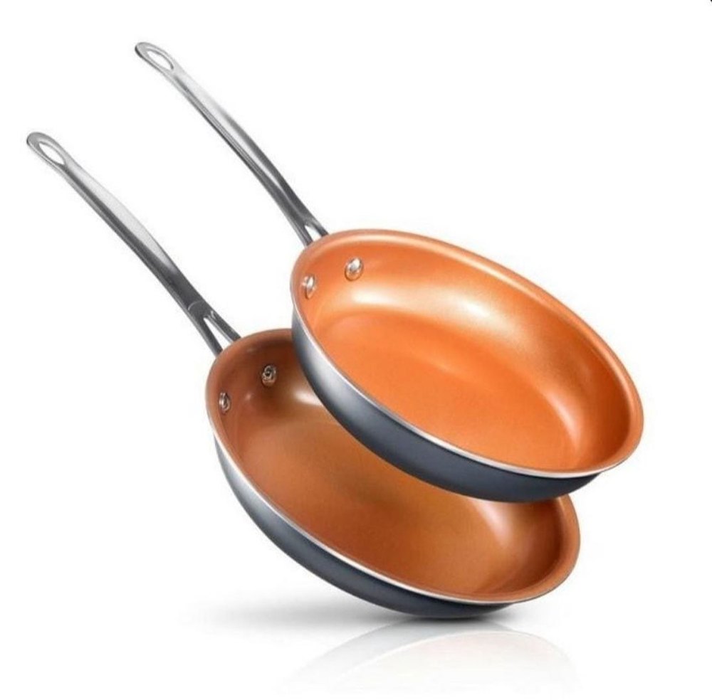 Orange Copper Bottom Fry Pan, Round, Capacity: 1 Litre