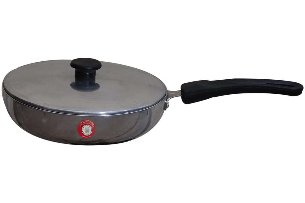 Silver Aluminium Mirror Polished Fry Pan, Round, Capacity: 1 Litre