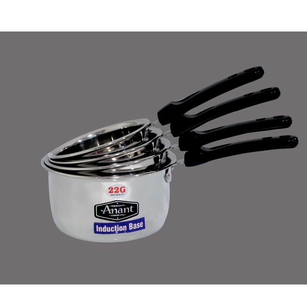 4 Pieces Stainless Steel Induction Based Saucepan Set For Kitchen