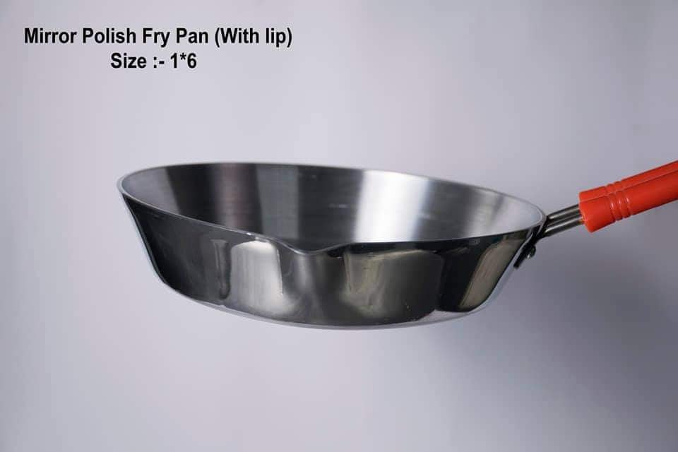 Shubham Silver Aluminium Mirror Finish Frypan, For Kitchen