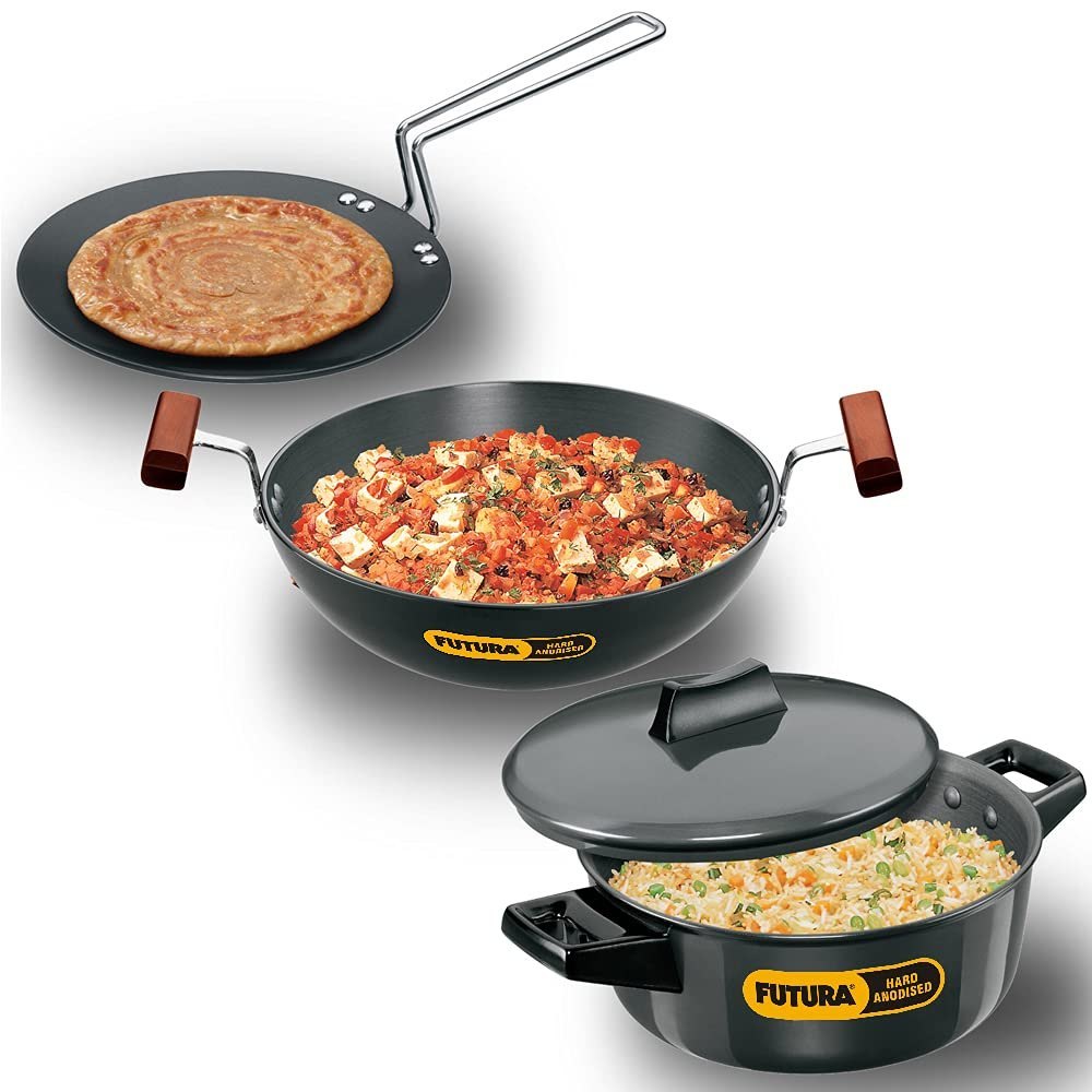Aluminium Hawkins Futura Hard Anodized Fry Pan Set, For Cooking