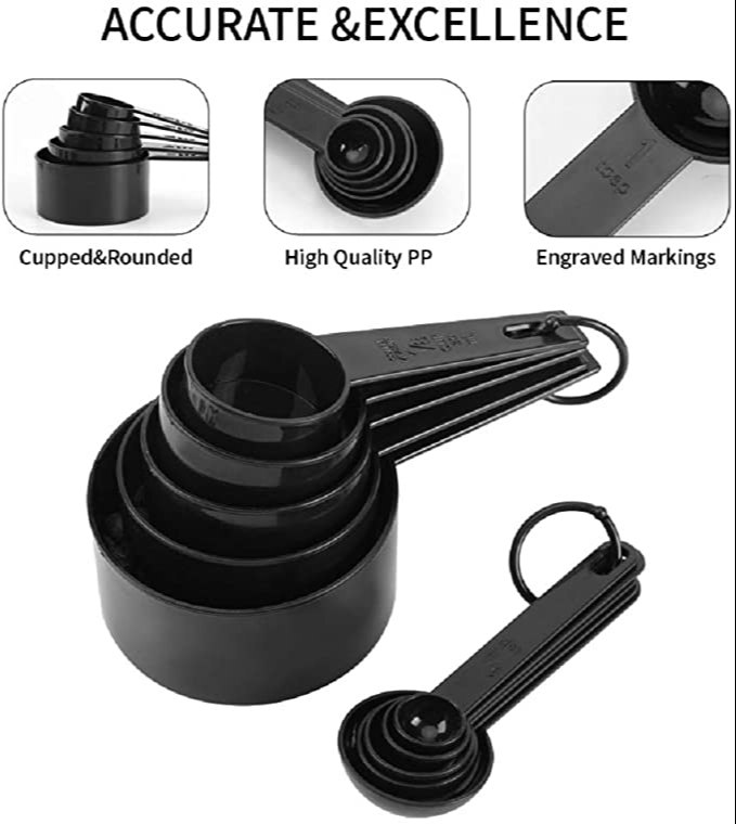 8 Pcs Plastic Stackable Measuring Cups And Spoons Set For Cooking And Baking