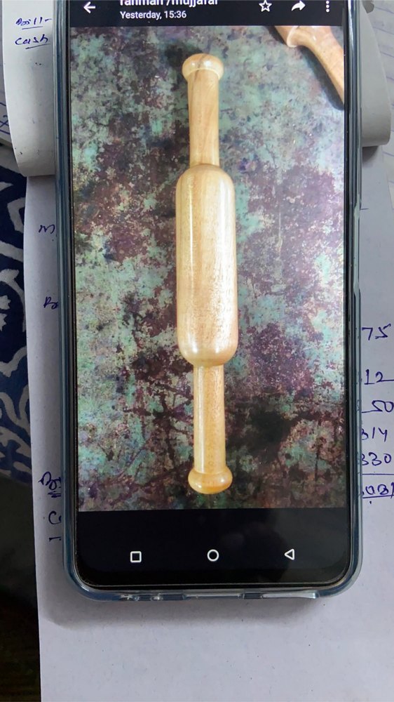 Natural Wood Colour Wooden Rolling Pin Belan, For Kitchen, Size: 12