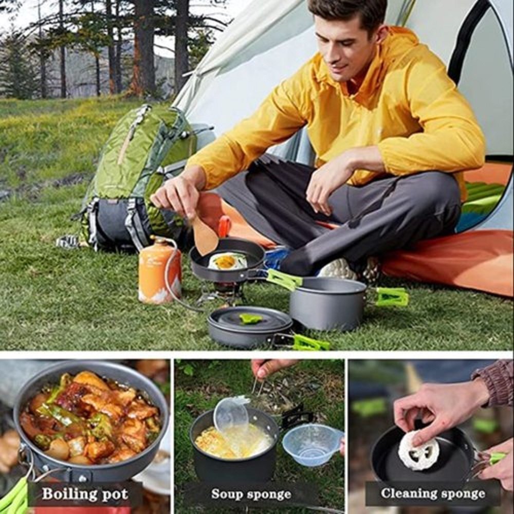 Grey Stainless Steel Cloudberry Camping Cooking Set