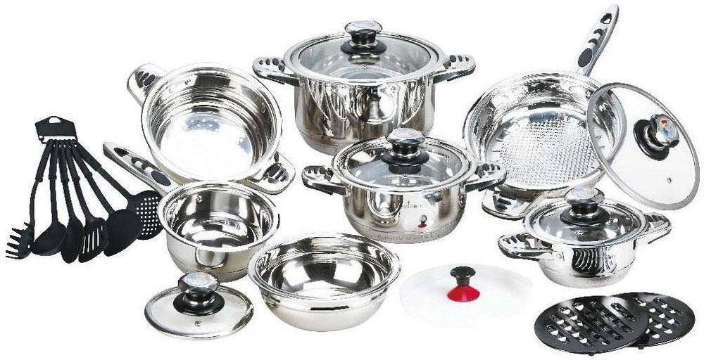 19 Pcs Polished Kitchen Cookware Set