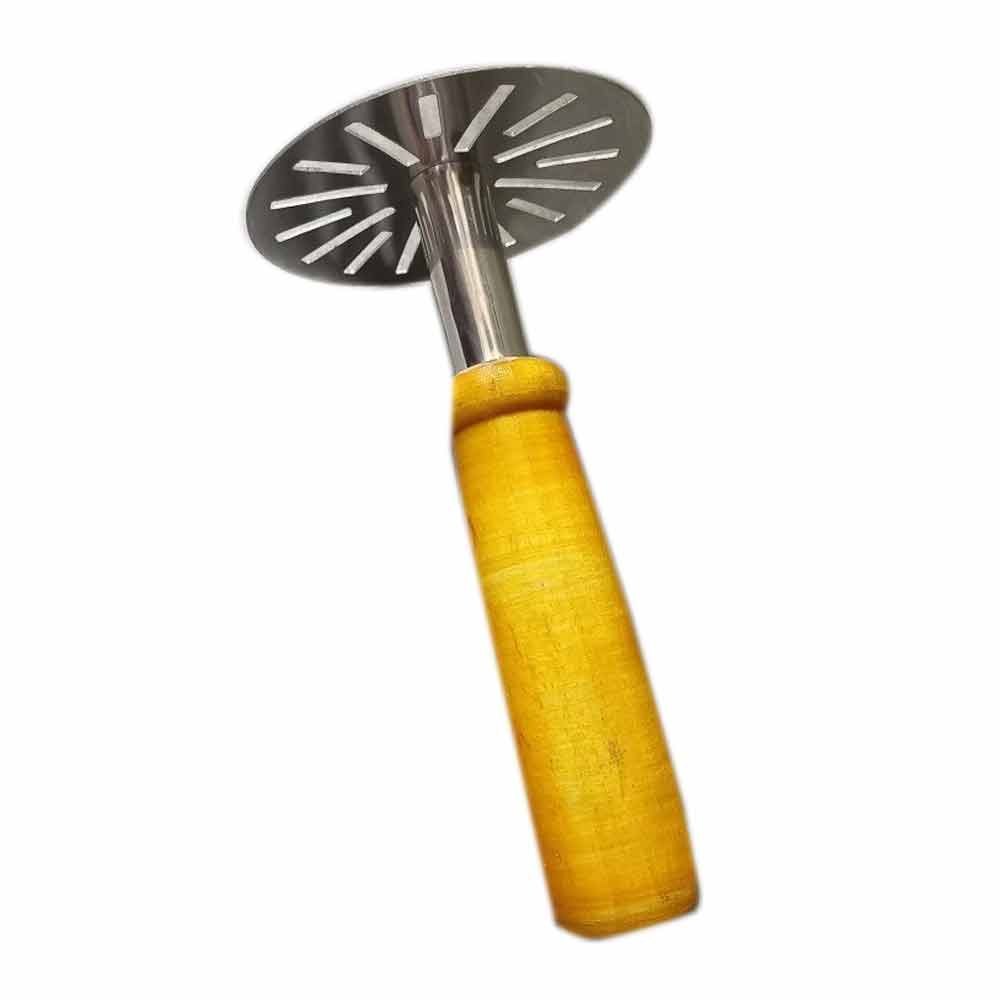 Yellow Wooden Handle Potato Machine, For Kitchen, Size: 12inch