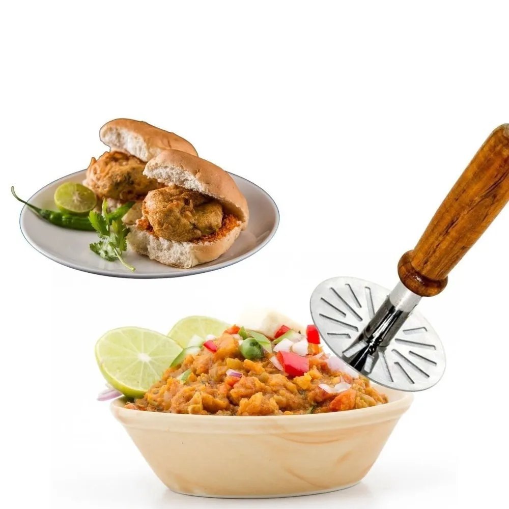 BROWN Wooden Potato Masher, For Kitchen
