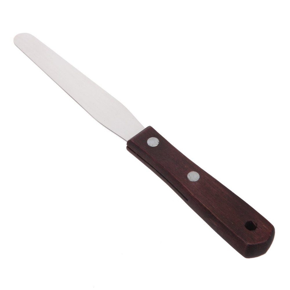 Aluminium Polished Ointment Spatula / Knife Spatula / Wooden Handle Spatula, For Home