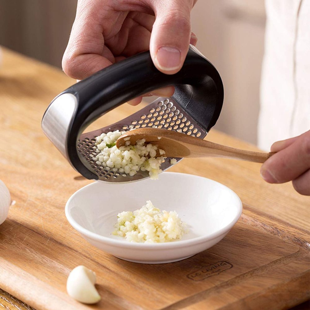 Silver PLASTIC AND STAINLESS STEEL Garlic Press Kitchen Tool