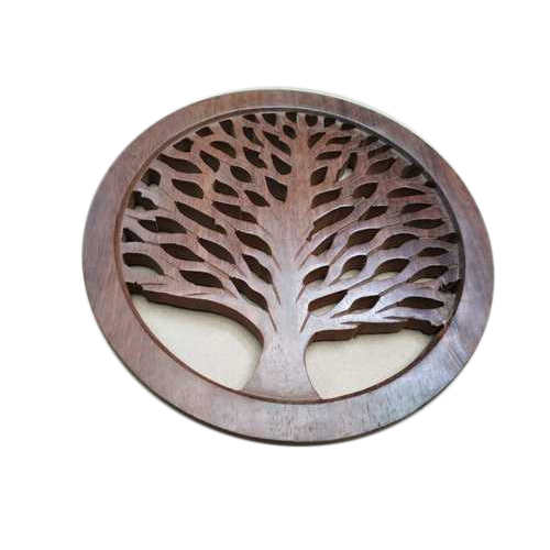 Round Wooden Trivet, Size: 20 Cm (Diameter)