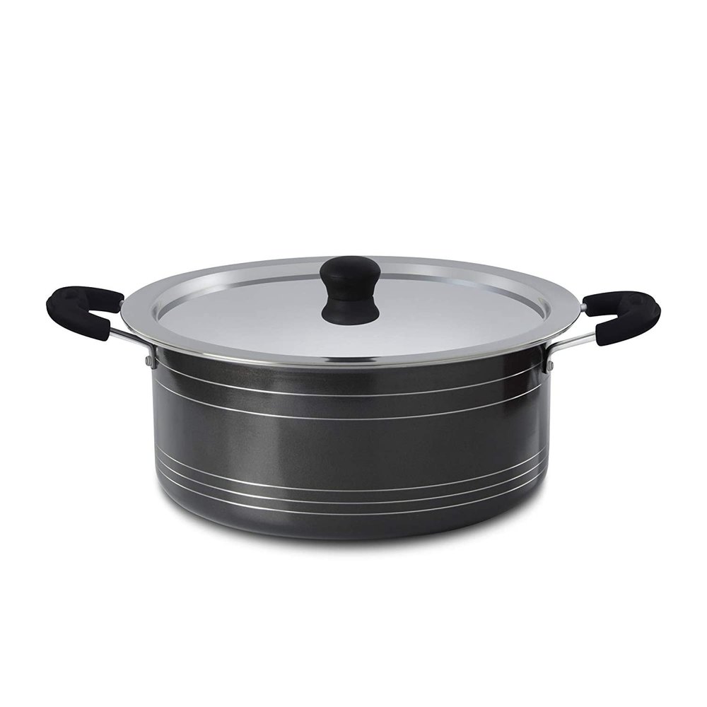 Brown with Black Aluminium Nonstick Biriyani Pot, For Home