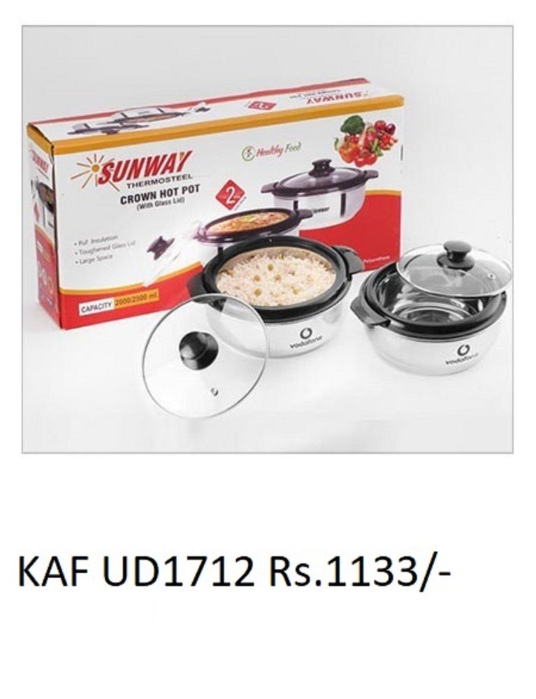 Silver Stainless Steel Set of 2 Hot Pots (2 Ltr + 2.5 Ltr), For Home