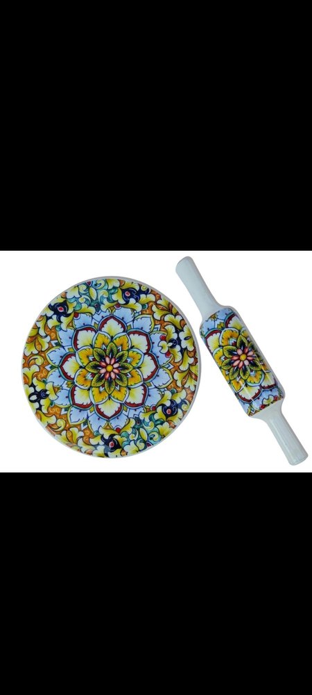 Blue and White Marble Chakla Rolling Pin, For Home, Size: 10x10 Inch