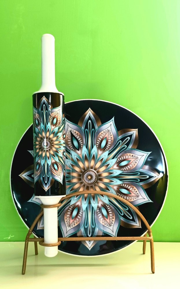 Printed Marble Chakla Belan, Size: 10 Inch Dia