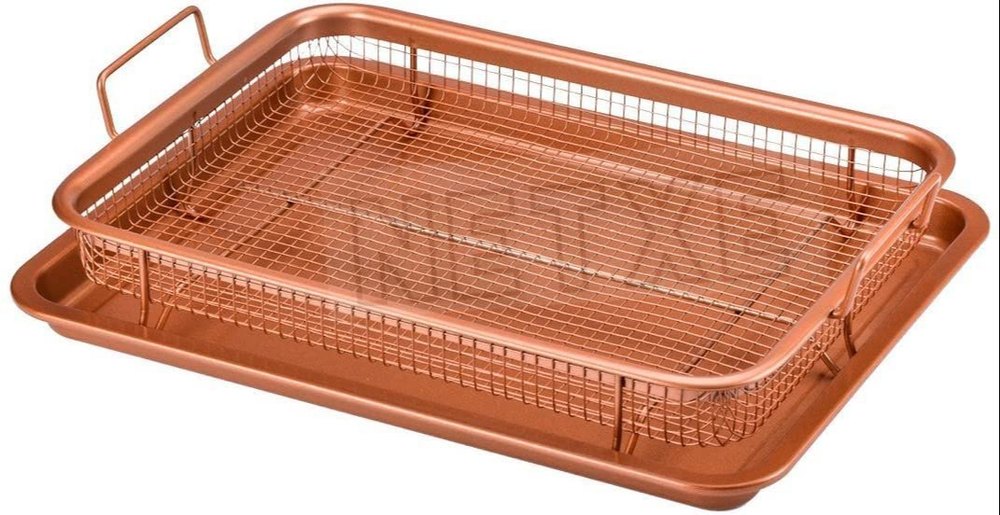 Non-Stick Tray for Microwave/Over , Copper Crisper, Oven Mesh Baking Tray