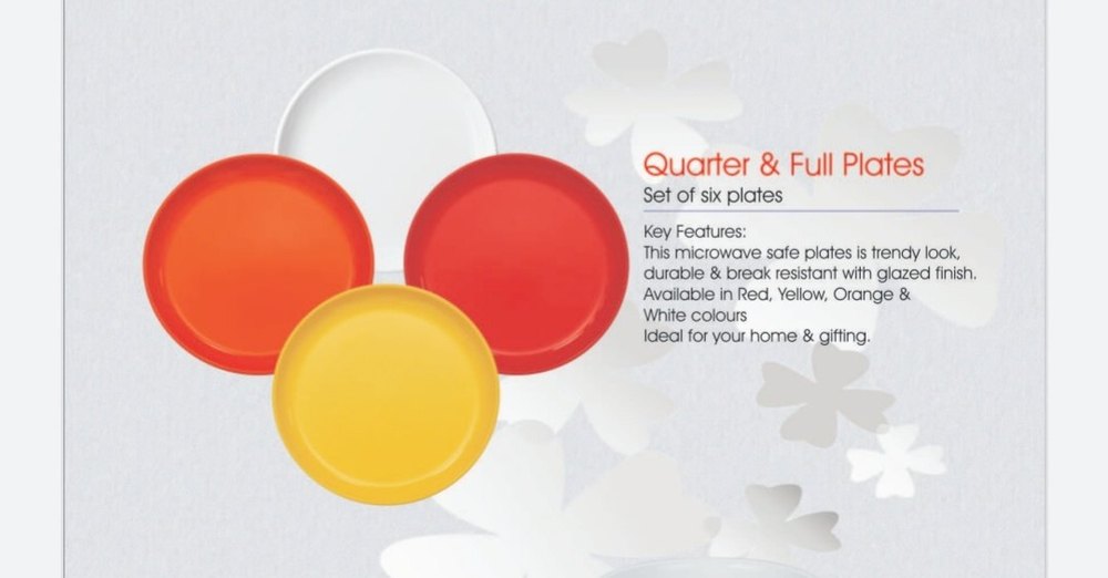 Round Microwave Full Plates Set of 6 For Home and Office