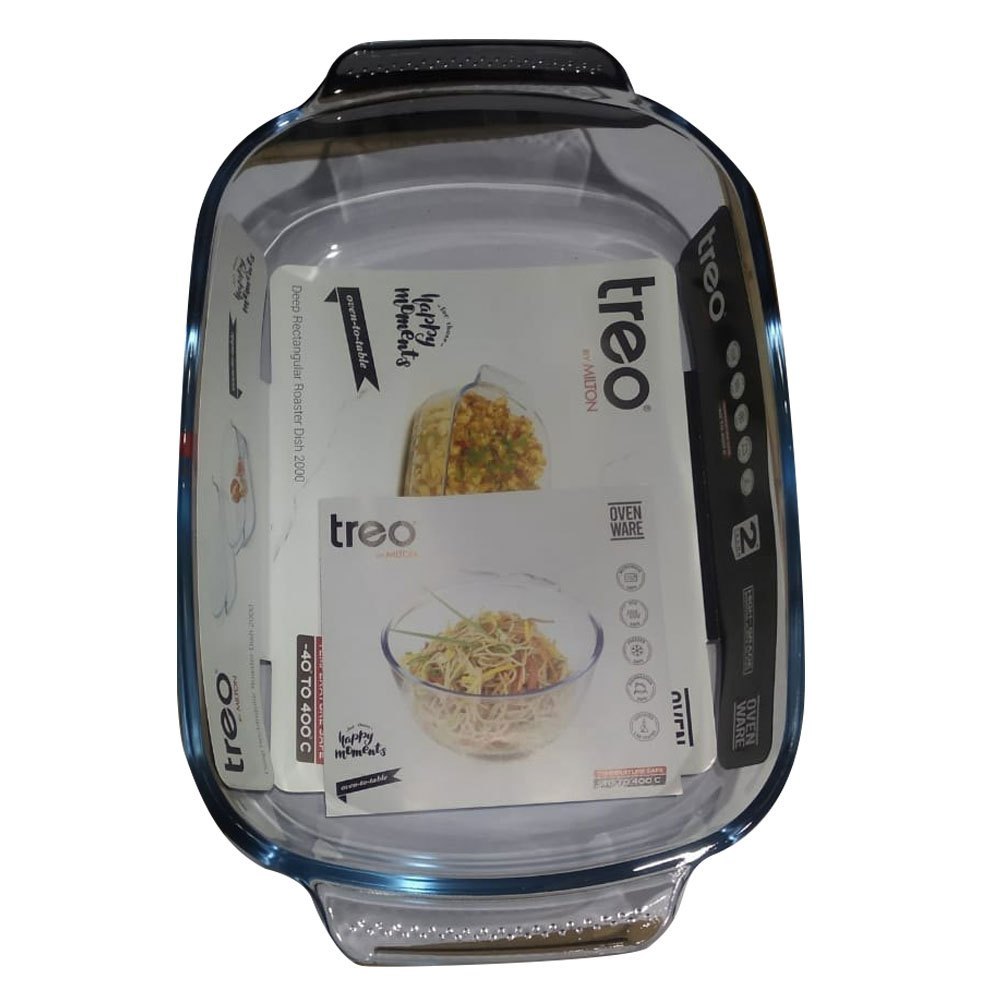 Glass Borosilicate Treo Ovenware Deep Rectangular Roaster Dish, Capacity: 2000 ml