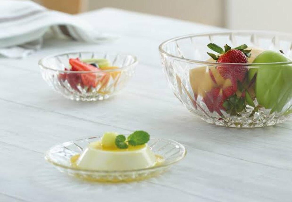 Glass Round 12.7cm Ocean Diamond Transparent Bowl Set, Set Contains: 6 Pc