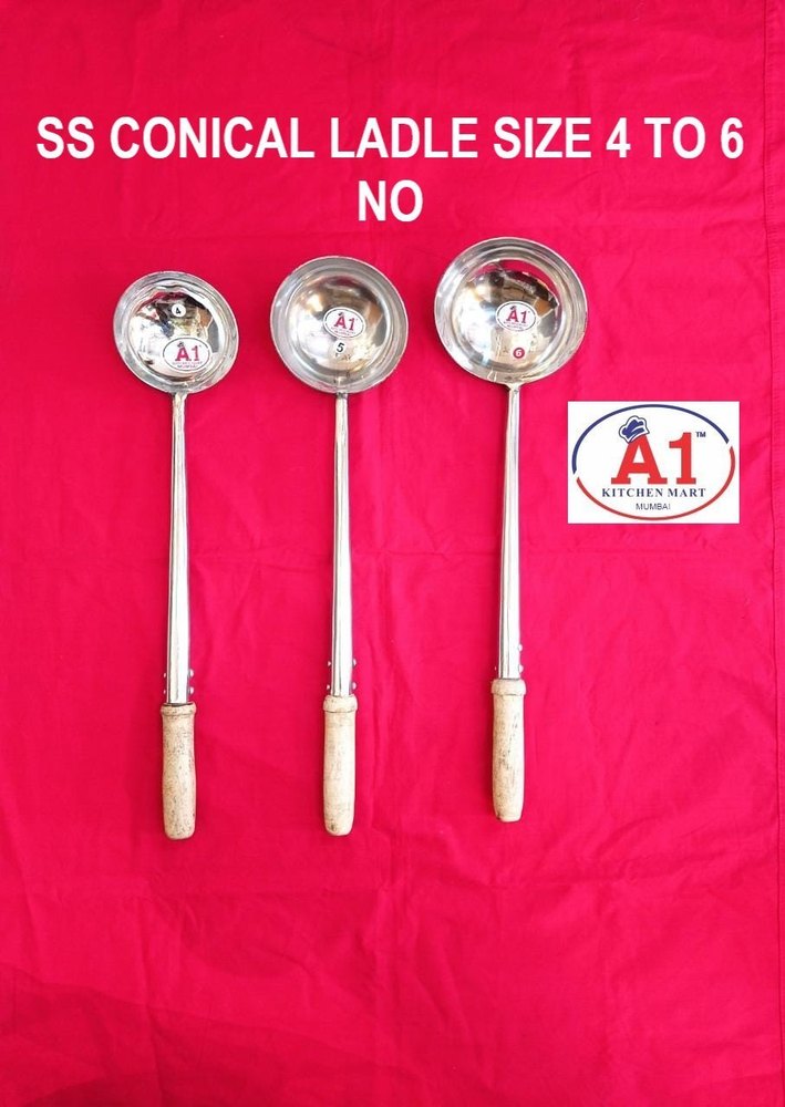 Ss And Wooden Stainless Steel Ladle, For Kitchen, 10inch