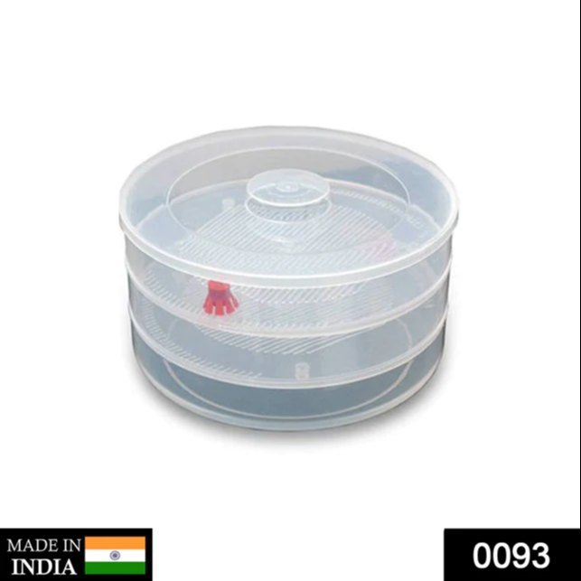 D0093 Plastic 3 Compartment Sprout Maker, White, Round