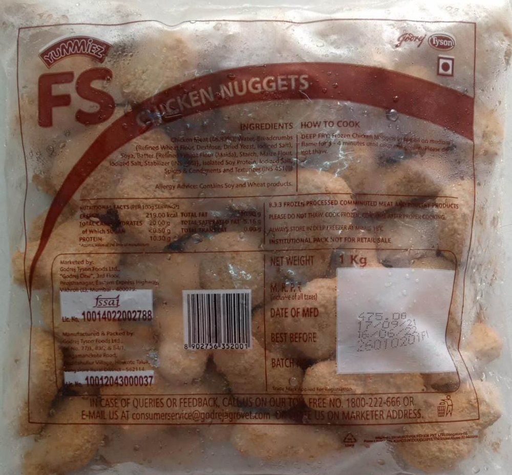 Brown GODREJ CHICKEN NUGGETS 1 KG