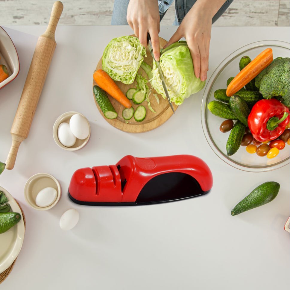 Platics Multicolor 3STAGE KNIFE SHARPENING TOOL FOR KITCHEN, Size: Standard