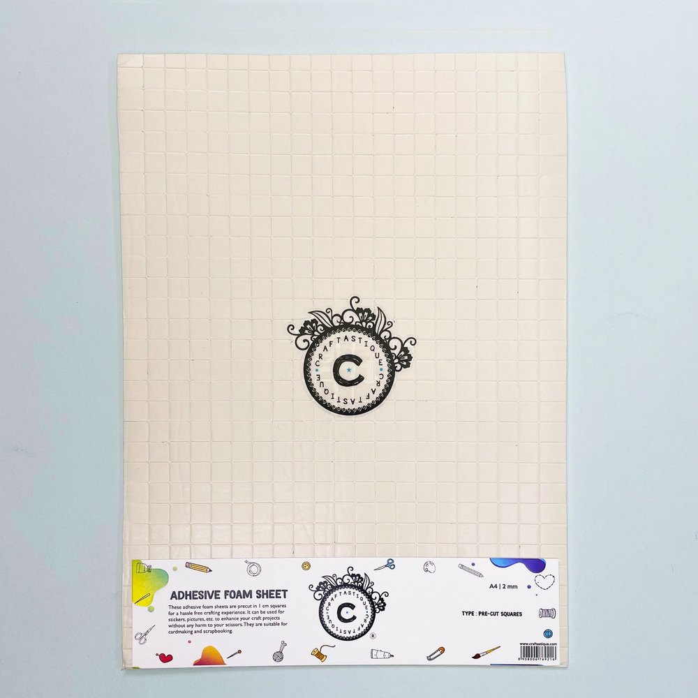 White Craftastique Pre Cut Adhesive Foam Sheet, Thickness: 2 MM