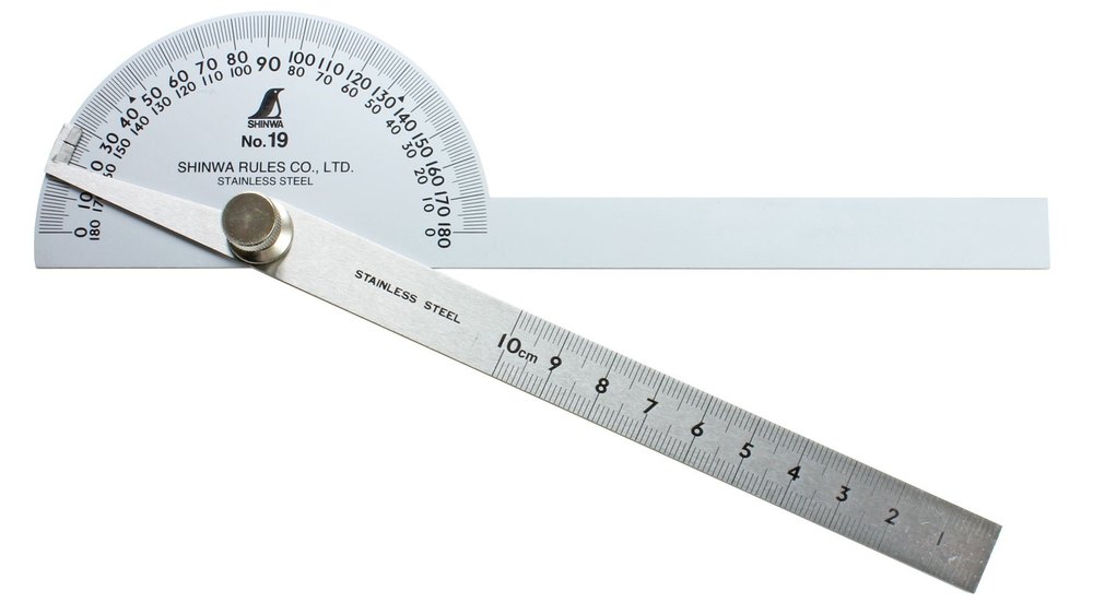 Shinwa Silver Stainless Steel Protractor