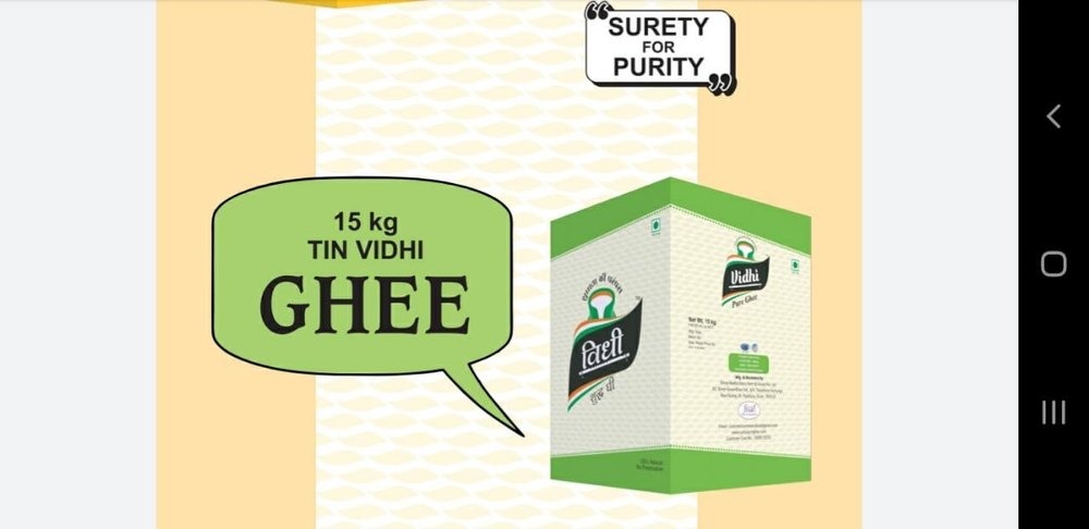 15kg Vidhi Buffalo Pure Desi Ghee, Tin