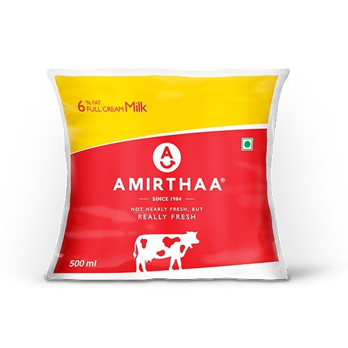 Amirthaa 500ml Full Cream Milk, 6%, Packet