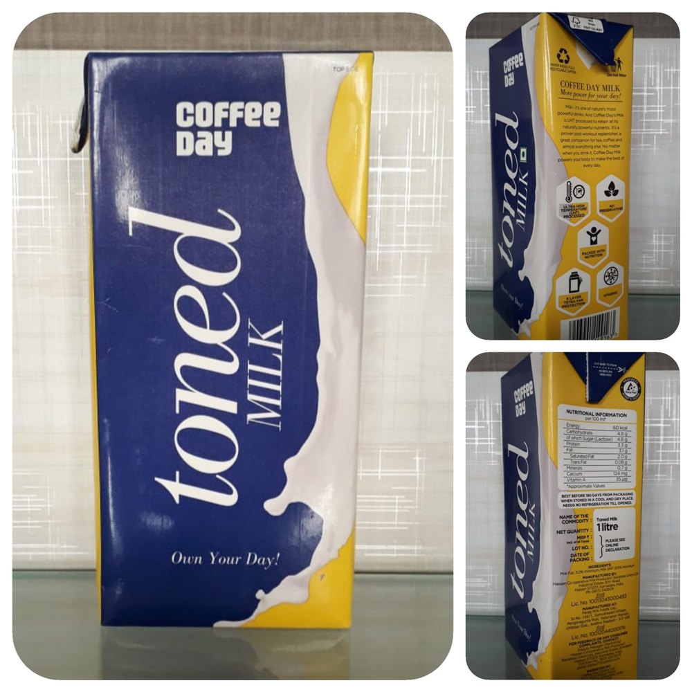 Toned Coffee Day Tetra Pak Milk, Fat: 3.1g, Quantity Per Pack: 12 Litres