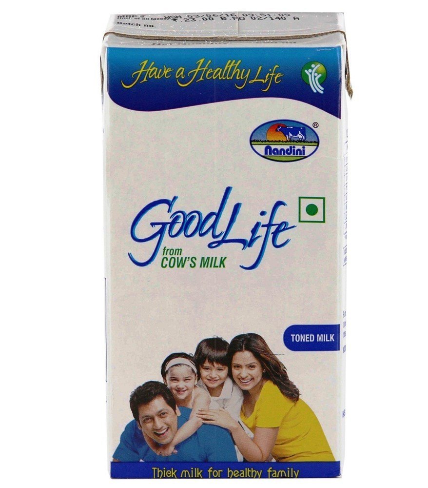 Pasteurized Nandini Goodlife UHT Toned Milk Tetra Pack 1ltr for Office Pantry, Shelf Life: 180 Days