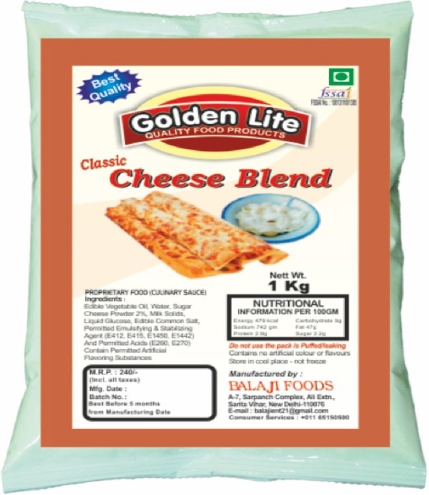 Golden Lite Classic Cheese Blend, Packaging Size: 1 kg, Packaging Type: Packet
